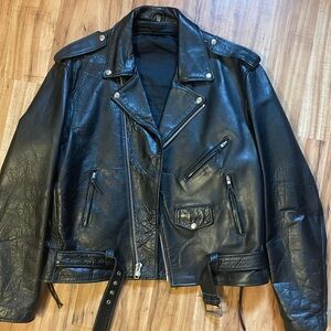 Vintage Black Leather Biker Jacket